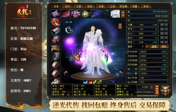 【TST22338】 | 天山 | 等级:109 | 主属性:4887 | 副属性:2901 | 男 | 主冰攻
