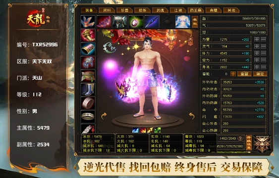 【TXR52996】 | 天山 | 等级:112 | 主属性:5479 | 副属性:2534 | 男 | 主冰攻