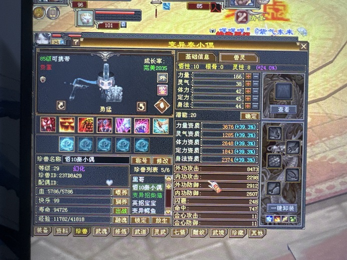 携带等级:85级 | 等级:29 | 悟性10 | 灵性8 | 最高资质:3676 | 【逆光代售宝宝交易全免手续费】商品图片