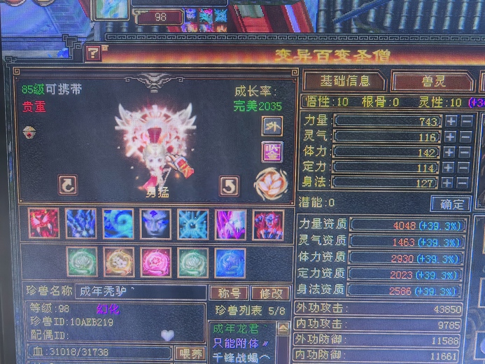 携带等级:85级 | 等级:98 | 悟性10 | 灵性10 | 最高资质:4048 | 【逆光代售宝宝交易全免手续费】商品图片