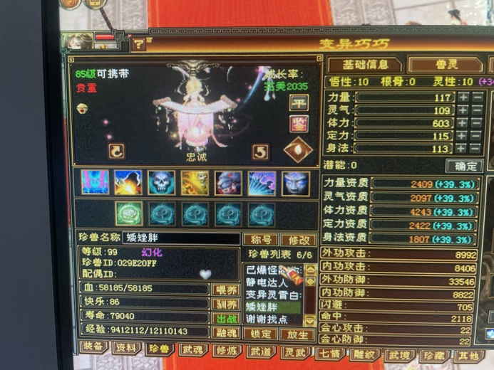 携带等级:85级 | 等级:89 | 悟性10 | 灵性10 | 最高资质:4242 | 【逆光代售宝宝交易全免手续费】商品图片