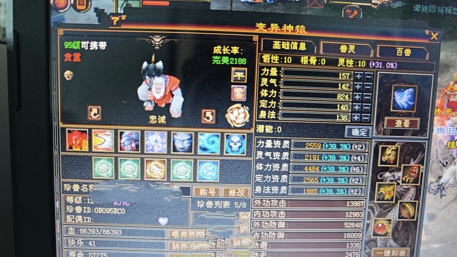 体力宝宝 | 忠诚 | 携带等级:95级 | 等级:124 | 悟性10 | 灵性10 | 最高资质:4478 | 【逆光代售宝宝交易全免手续费】商品图片