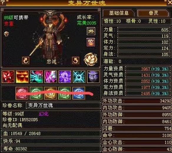 外攻宝宝 | 忠诚 | 携带等级:85级 | 等级:99 | 悟性10 | 灵性10 | 最高资质:3967 | 【逆光代售宝宝交易全免手续费】商品图片