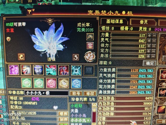 内攻宝宝 | 谨慎 | 携带等级:85级 | 等级:98 | 悟性8 | 灵性8 | 最高资质:3312 | 【逆光代售宝宝交易全免手续费】商品图片