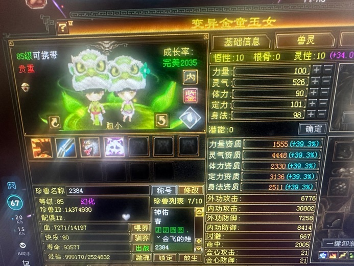 内攻宝宝 | 胆小 | 携带等级:85级 | 等级:85 | 悟性10 | 灵性10 | 最高资质:4448 | 【逆光代售宝宝交易全免手续费】商品图片